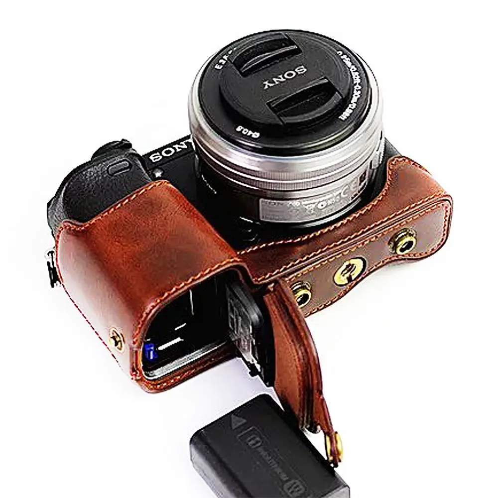 Za celotno telo, Natančno Prilegajo PU usnje digitalni fotoaparat primeru vrečko kritje z ramenski trak za Sony A6100 A6400 A6300 s 16-50mm objektiv