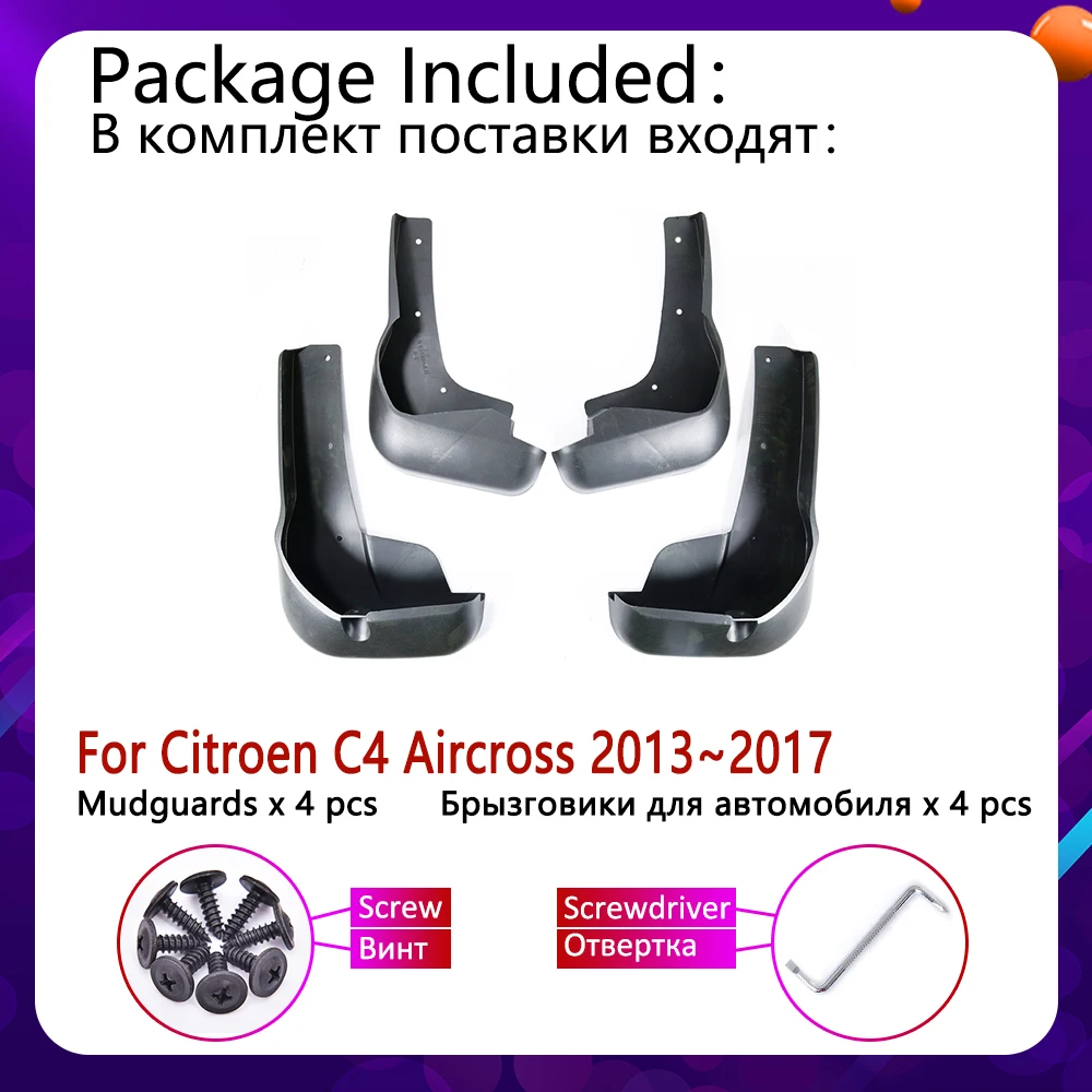 Za Citroen C4 Aircross 2013~2017 Spredaj Zadaj Avto Mudflap Fender Blatniki Blato Zavihki Stražar Splash Zavihek dodatna Oprema 2016