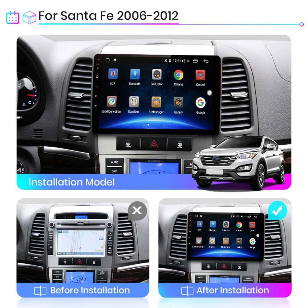 Za Hyundai Santa Fe 2006-2012 2.5 D 2 Din 9