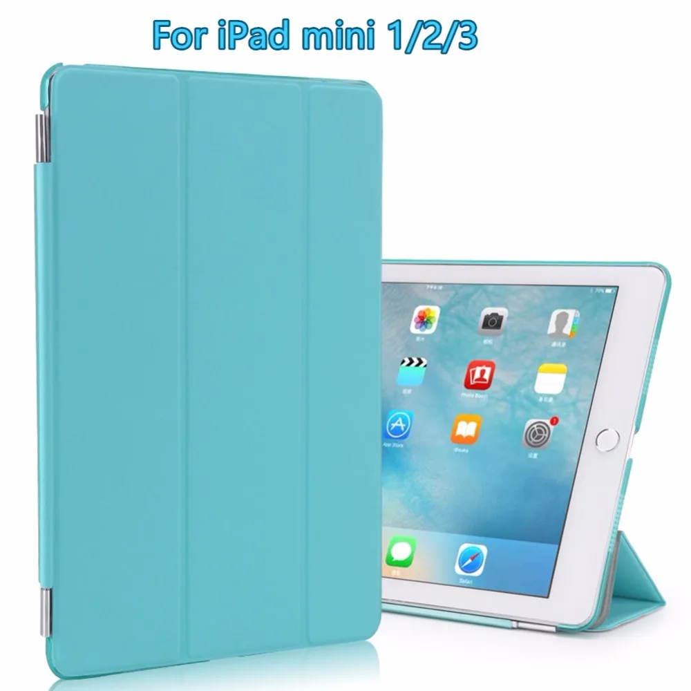 Za iPad mini 1/2/3 Primeru, Smart Cover Primeru w/ Prosojno Motnega, Hard Back & Magnetni Trojno Zložljivi Pokrov w/ Auto Sleep / Wake