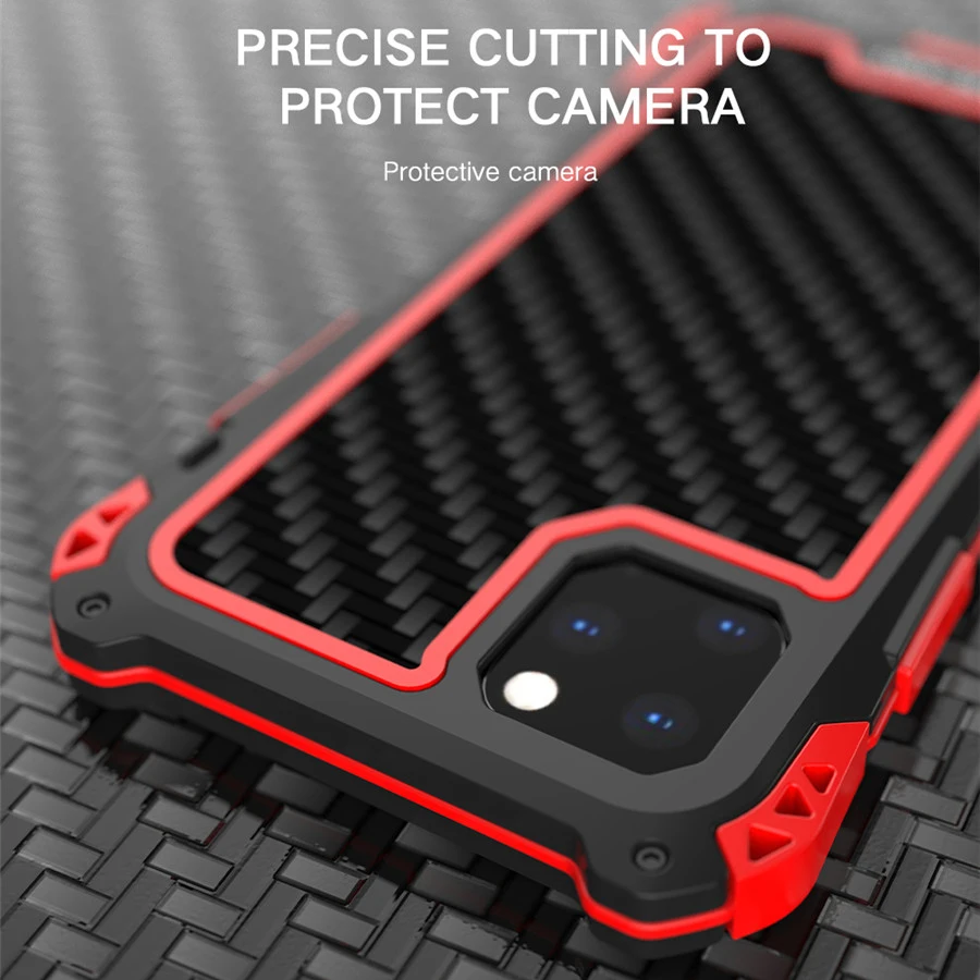 Za Iphone 11 11 Pro Max AMIRA Shockproof Neprepusten Primeru za iPhone XR Xs 7 8 Plus 5Se 6s Ogljikovih vlaken Kritje Oklep, Kovinsko Ohišje