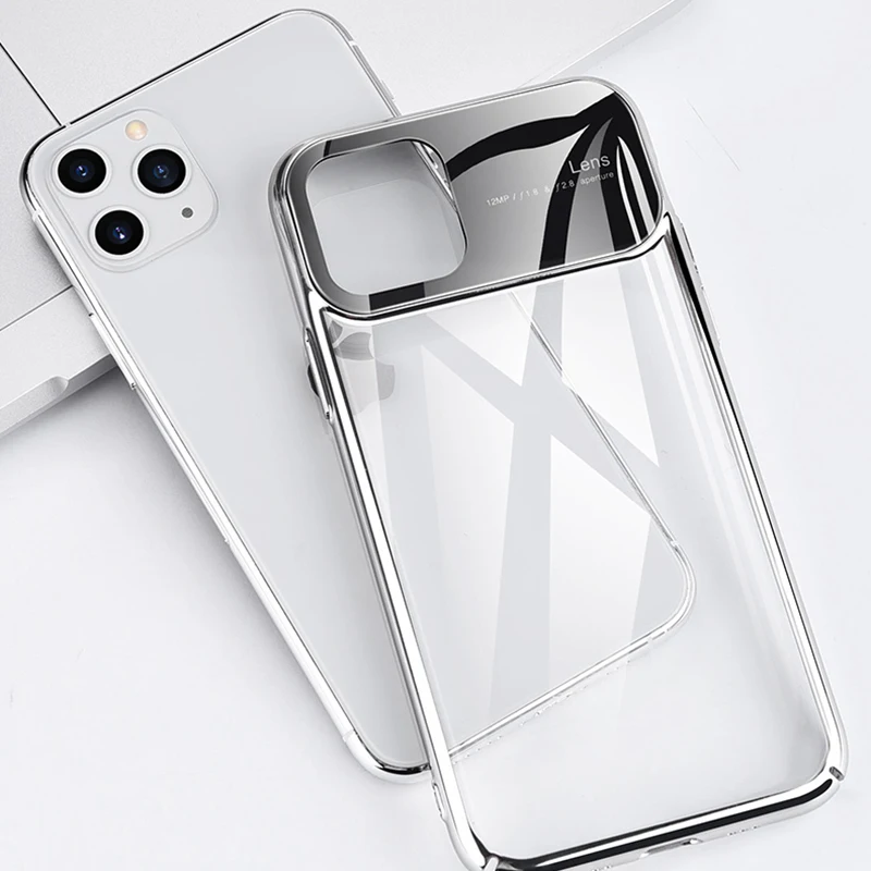 Za IPhone 11 Pro Max Stroji in Transparentno Steklo PC Okvir Shockproof Nazaj Primeru za IPhone 11 Pro Max Primeru Telefon