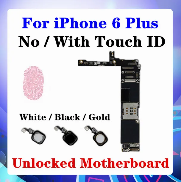 Za IPhone 6 Plus matične plošče, Brez / Z Dotik ID Črna/Bela/Zlata Prstnih Funkcija Gumb Čisto Glavni Odbor 16G/64 G/128G