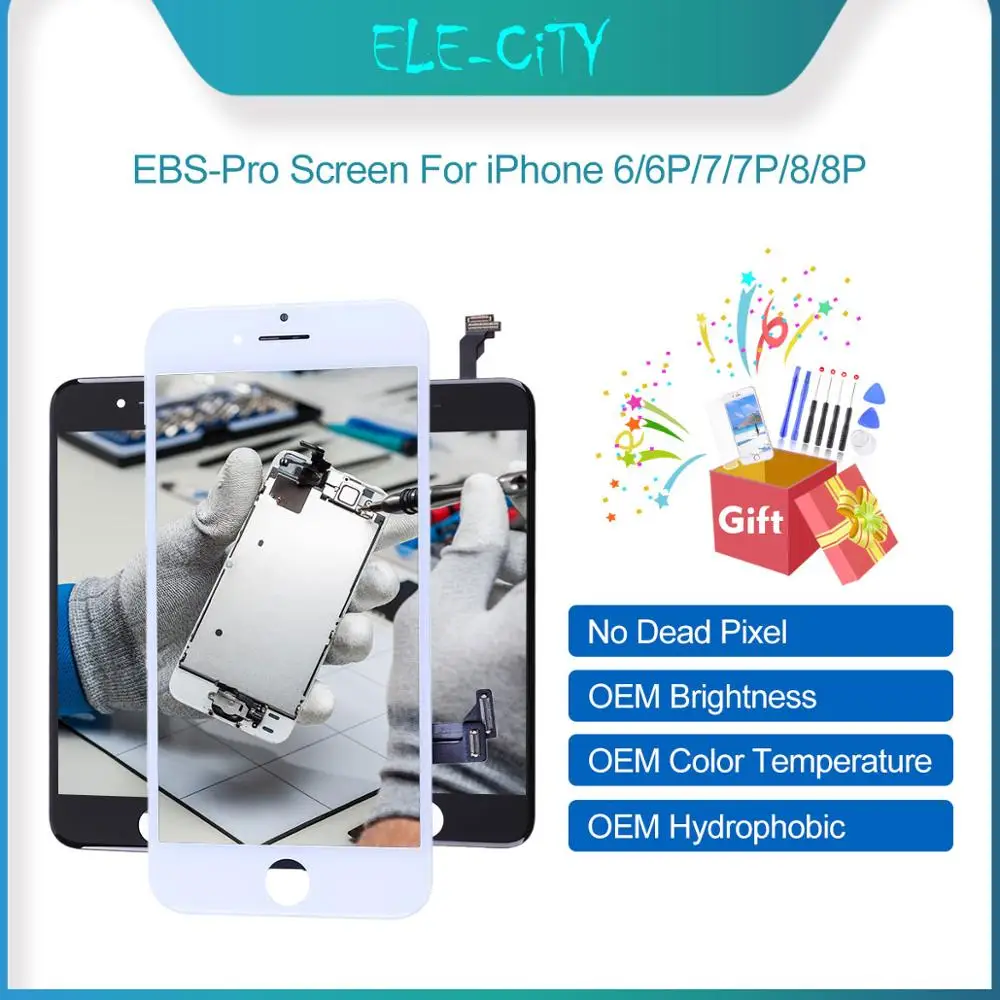 Za iPhone 7 7 Plus 8 8 Plus EBS Pro Kakovosti LCD Zaslon na Dotik, Računalnike Skupščine Nadomestni Deli, White&Black