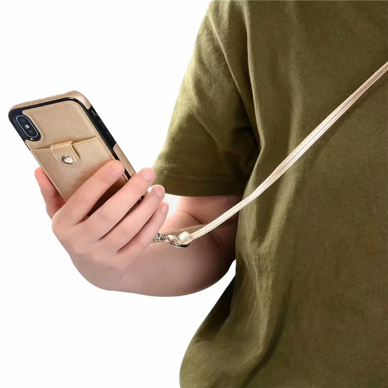 Za iPhone mini 12 11 pro XS MAX XR X 7 8 6 6s plus primeru zajema pu usnje denarnice kartico ramenski trak pasu telefon vrečko capa fundas