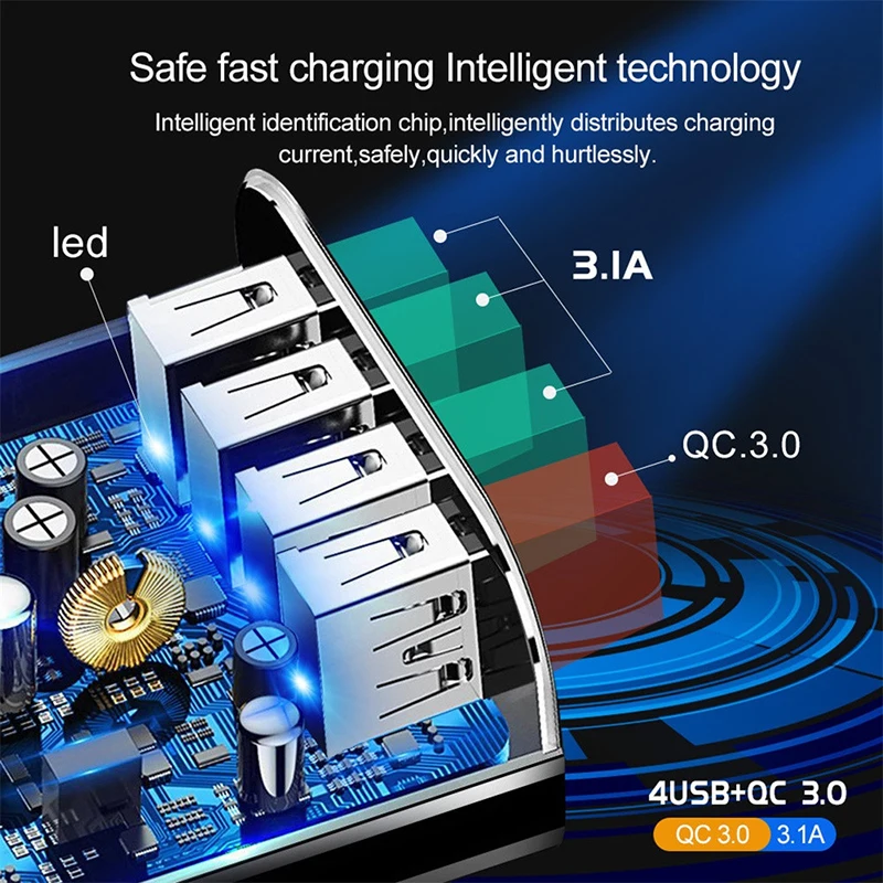 Za iphone, Samsung Huawei Xiaomi Univerzalno Pametni Telefon Polnilnik QC 3.0 Hitro, Hitro Polnjenje, Polnilnik 3A 4U 4 Port Več USB
