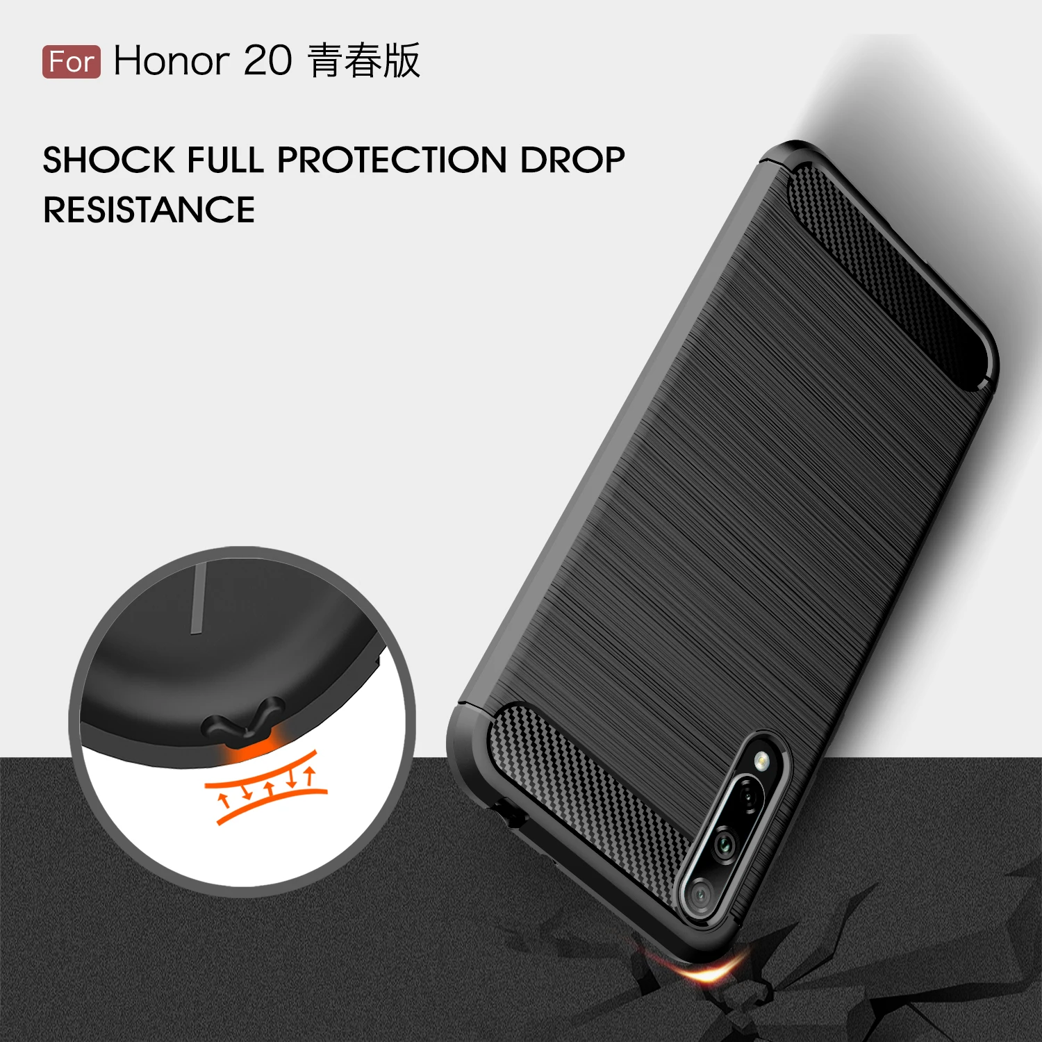 Za Kritje Huawei Honor 20 Lite Primeru Ogljikovih Vlaken Mehko Hrbtni Pokrovček Čast 20 Lite Silikonski Telefon Odbijača Primeru za Čast 20 Lite 6.3