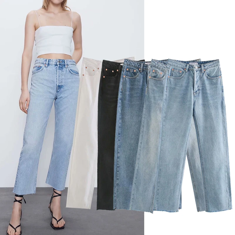 ZA leto 2020 5 novih barv Toppies jeseni jeans Hlače Ženske Visok Pas Naravnost Hlače barva hlač ulične