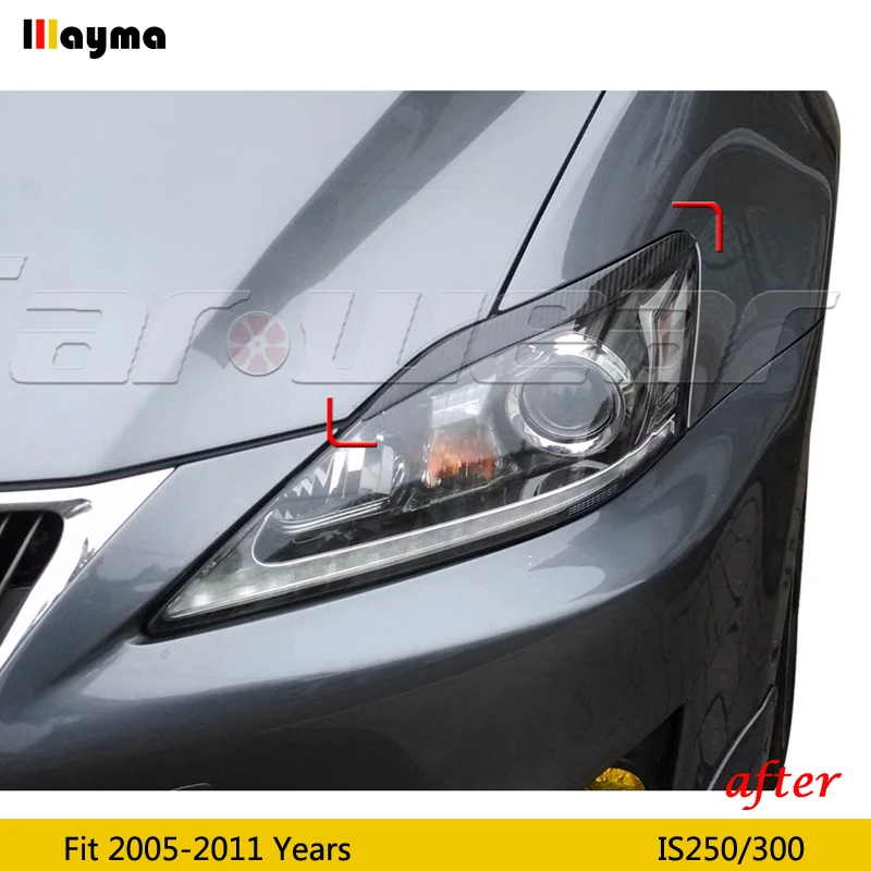 Za Lexus IS250 300 2005 - 2011 JE iz Ogljikovih vlaken smerniki zajema veke Optičnega stekla spredaj lučka dekorativni obrvi nalepke 2pcs