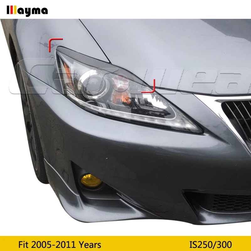 Za Lexus IS250 300 2005 - 2011 JE iz Ogljikovih vlaken smerniki zajema veke Optičnega stekla spredaj lučka dekorativni obrvi nalepke 2pcs