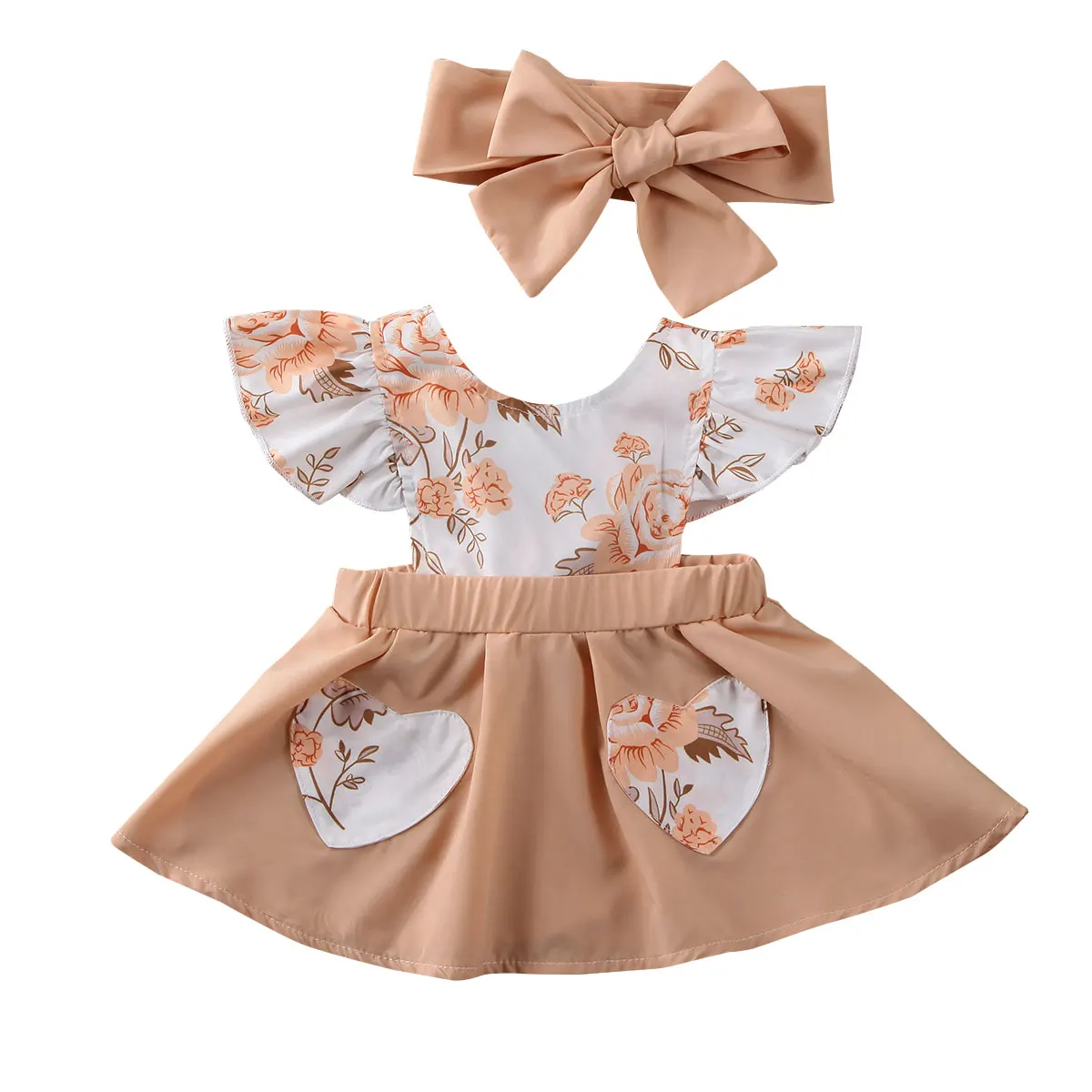 Za malčke baby dekle, ki plujejo pod rokav cvetlični princesa obleko z glavo poletje srčkan dekleta obleke vestidos
