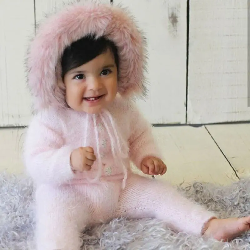 Za malčke Baby Girl Boy Zimska Oblačila Krzno Hooded Romper Jumpsuit Tople Obleke UK