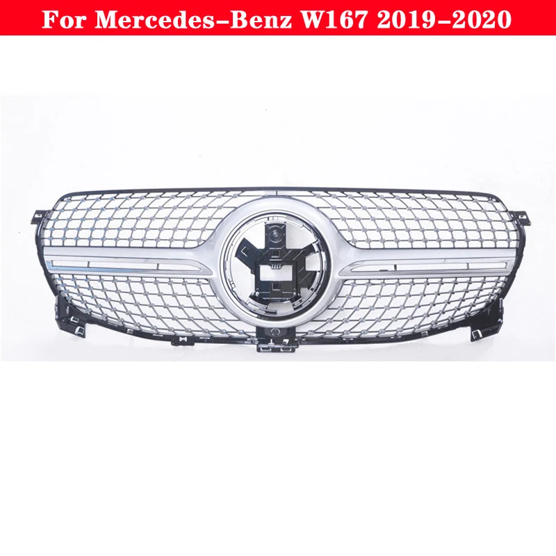 Za Mercedes-Benz GLE -razred W167 2019+ Avto styling Sredino rešetke ABS plastike Diamond GT Silver Black sprednji odbijač grill Rešetka