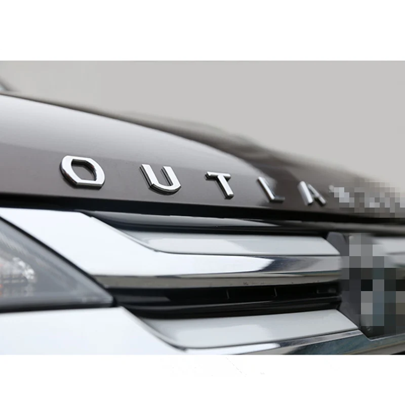 Za Mitsubishi Outlander ABS Chrome Avto 3D Črke Kapuco Emblem Logotip Značko Avto Nalepke Styling Avto Dodatki Besedilo 3D Pismo