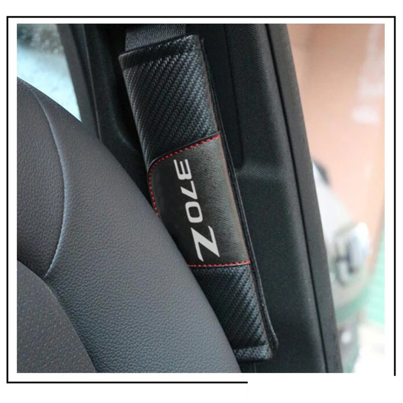 Za Nissan 370z 2pcs Moda Ogljikovih Vlaken Usnje Avto varnostnega Pasu Pokrov Avtomobila varnostnega Pasu Rami Pad Avto Oprema Avto Styling