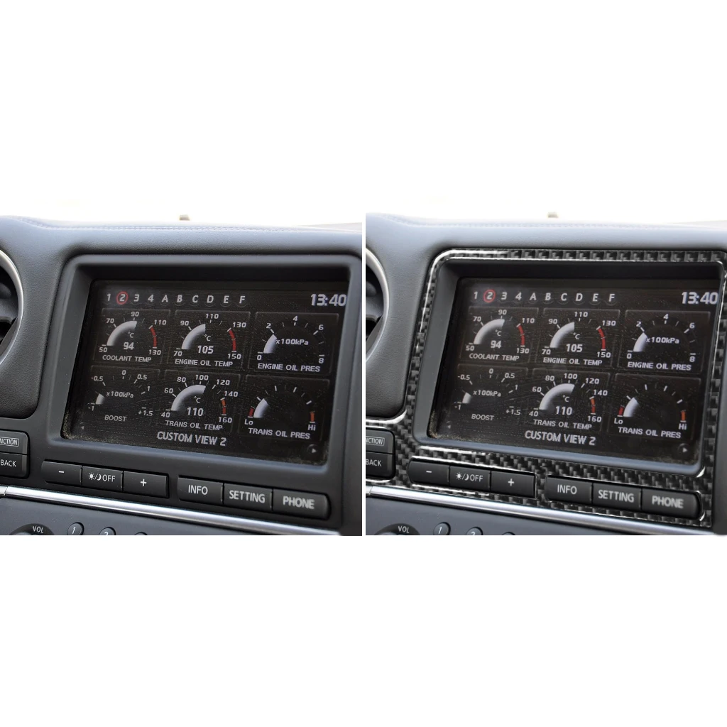 Za Nissan GTR R35 2008-2016 Ogljikovih Navigacijski Zaslon Surround Nalepke Nadzorni Sistem Plošča Okvir Pokrova Trim Avto Dodatki