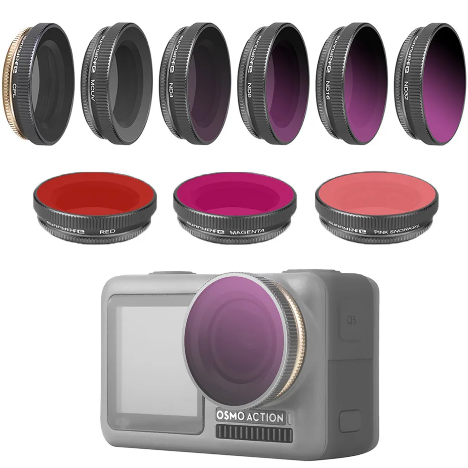 Za OSMO AKCIJI Objektiv Kamere Filter Potapljanje na Rdeče, Roza, Ciklamna UV ND-PL CPL Filter Set Za DJI Osmo Akcijski Šport Kamere Pribor