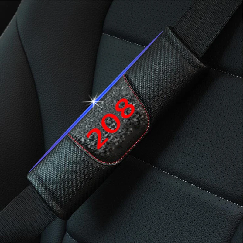 Za Peugeot 208 2pcs Moda Ogljikovih Vlaken Usnje Avto varnostnega Pasu Pokrov Avtomobila varnostnega Pasu Rami Pad Avto Dodatki