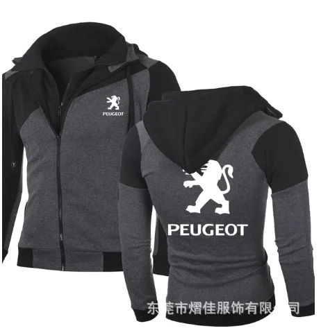 Za Peugeot Logotip Jakna s Kapuco Dvojno Zadrgo Hoodie Bombaž Puloverju Športnih Obrabe za Suzuki Sweatshirts Plašč