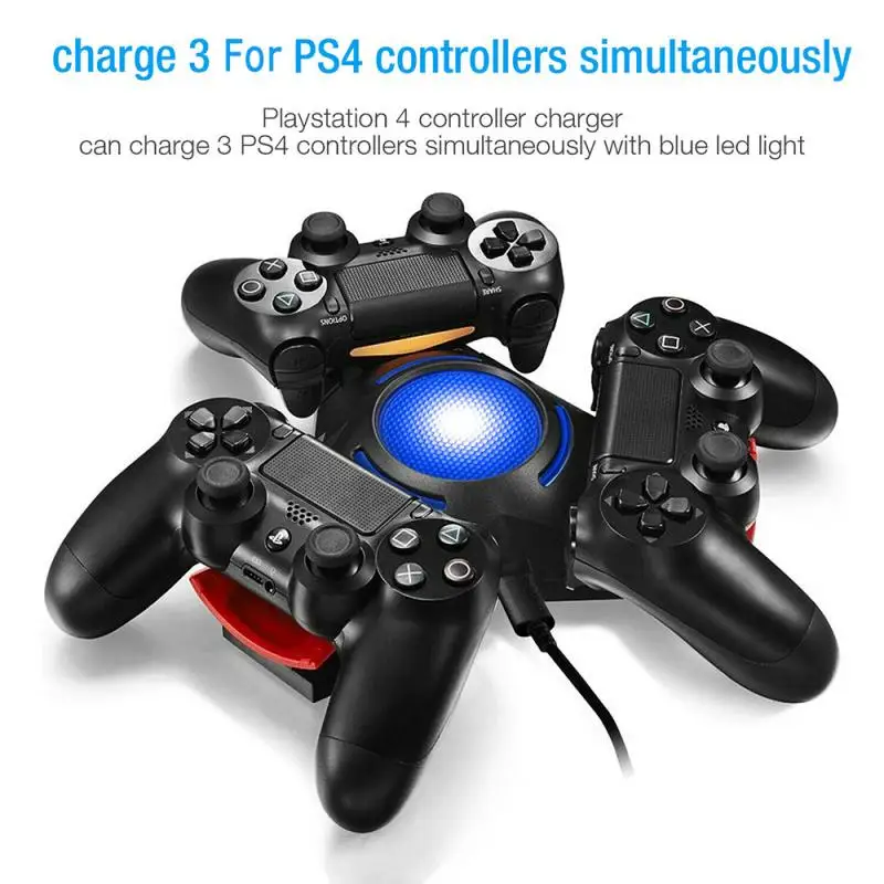 Za PlayStation 4 PS4 3in1 Krmilnik LED Polnilec Dock Postajo USB Hitro Polnjenje Igre Pribor Stojalo polnilnik