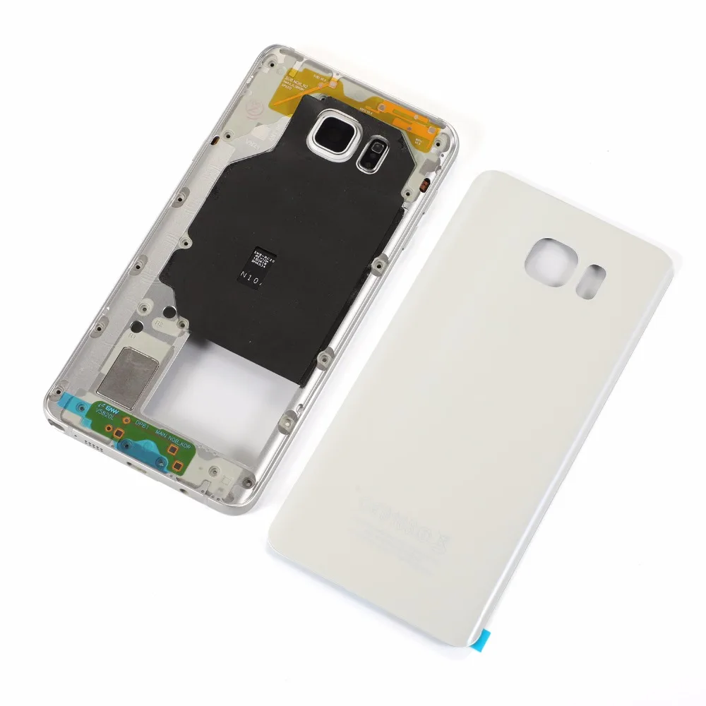 Za Samsung Galaxy Note 5 N920 N920F Ohišje Kovinsko Sredini Okvir+Steklo Baterije Zadnji Pokrovček+Nazaj Nalepke(OPOMBA 5 Vse različice)