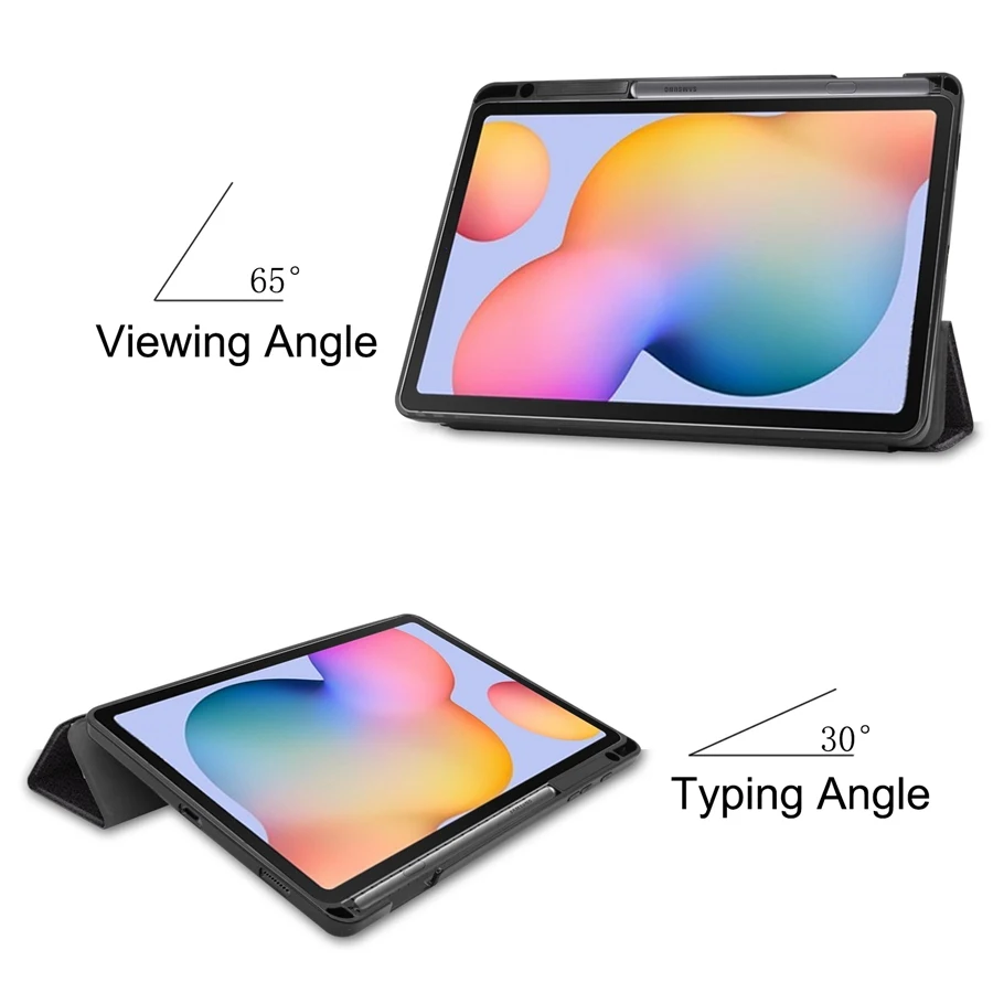 Za Samsung Galaxy Tab S6 Lite 10.4 SM-P610 SM-P615 Primeru Tri Krat PU Usnje Stojalo Pokrov Šok Dokaz Tablet Lupini + film