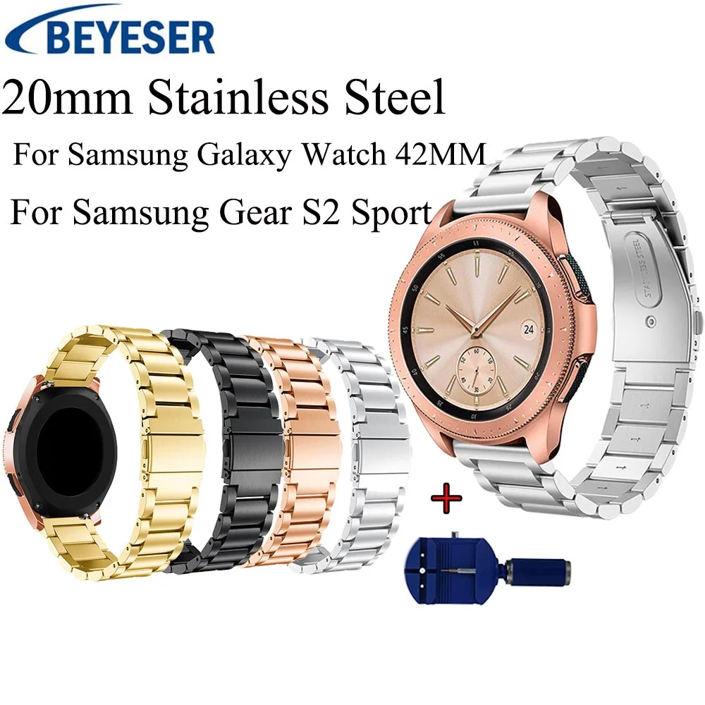 Za Samsung Galaxy Watch 42mm Prestavi S2 Šport Trak Pasu Za Samsung Galaxy Watch 42mm Kovinska Zapestnica iz Nerjavečega Jekla Manžeta