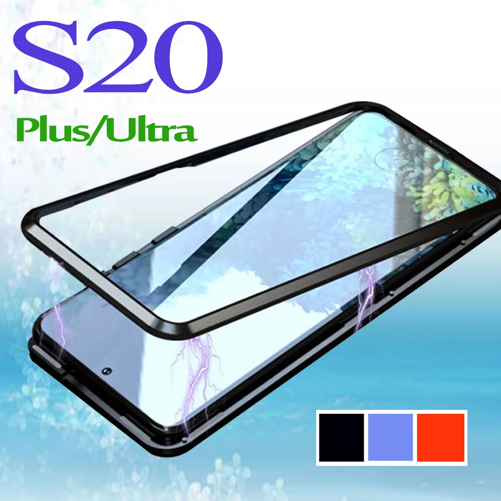 Za samsung s20 plus primeru telefon s20ultra kritje s20 20s samsungs20 kovinske zaščitne s 20 s20plus dvojno steklo magnetni odbijača