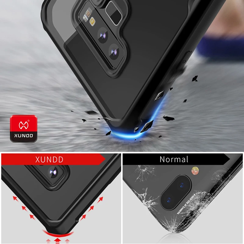 Za Samsung S9 Plus / S9 Opremljena Primeru Potrditve XUNDD Luksuzni Blazin Shockproof Jasno, Zadnji Pokrovček za Samsung Opomba 9 Odbijača