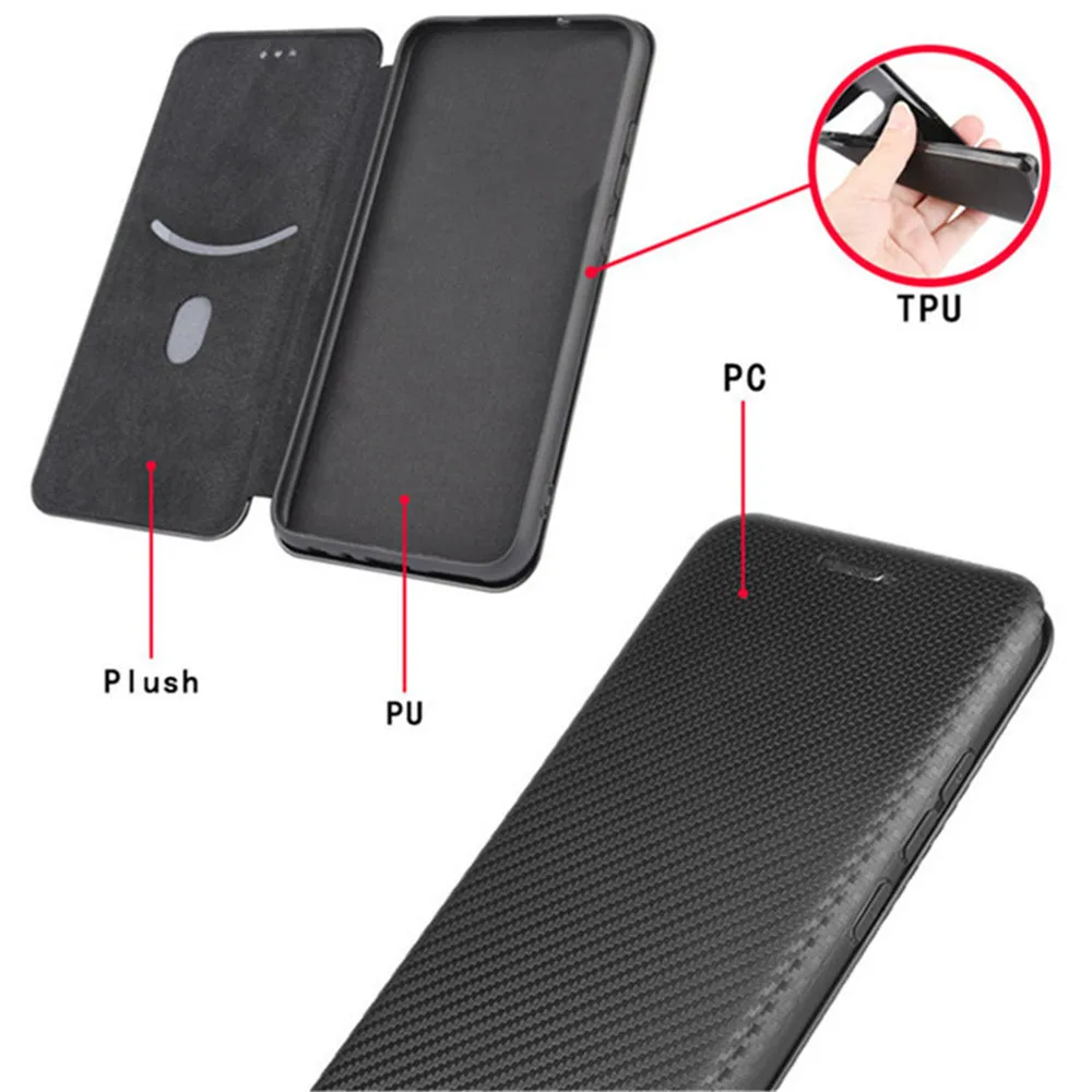 Za Umidigi A7 Pro Primeru Luksuznih Flip Iz Ogljikovih Vlaken Kože Magnetni Adsorpcije Shockproof Primeru Za Umidigi A7 Pro A7Pro Telefon Vrečke