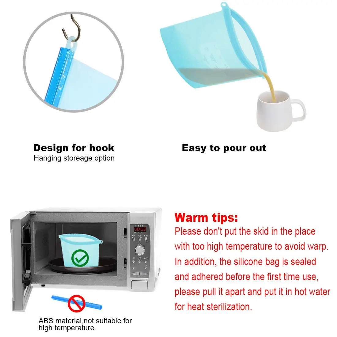 Za večkratno uporabo Silikonske Vrečke za Shranjevanje Hrane za Kuhinjo Vakuumske Silikonske Vrečke za Shranjevanje Hrane Tesnjenje Sveže Vrečko za Kuhinjo (komplet 2 in 4)