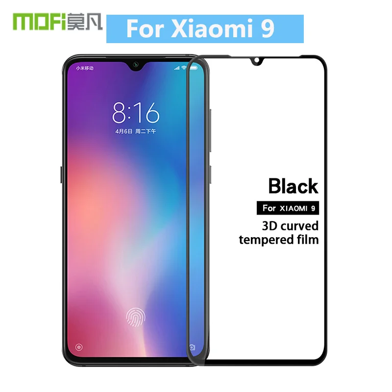 Za Xiaomi 9 Original MOFi 3D Ukrivljen Polno Kritje Kaljeno Steklo Screen Protector Film Za Xiaomi Mi 9