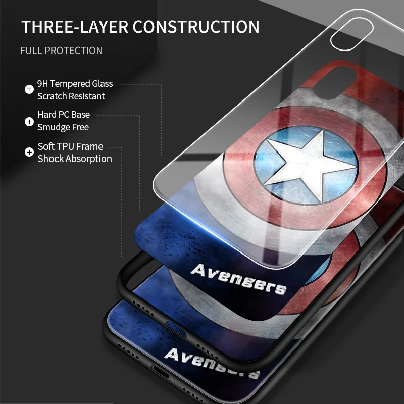 Za Xiaomi Redmi Opomba 9 Pro 9S Avengers Superheroj Primeru Captain America Ironman Spiderman Kaljenega Stekla Nazaj Ohišje Pokrov