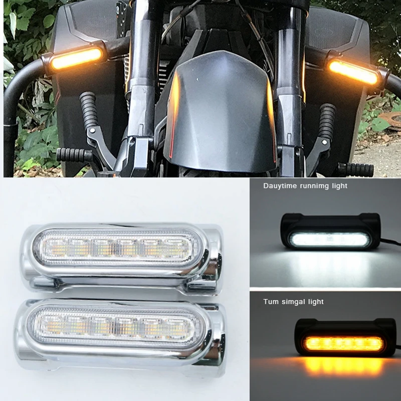 Za Zmago Road King Street Drsne Softail Motocikel Avtocesti Bar Switchback LED Vključite Opozorilne Luči z Belimi Oranžno Svetlobo