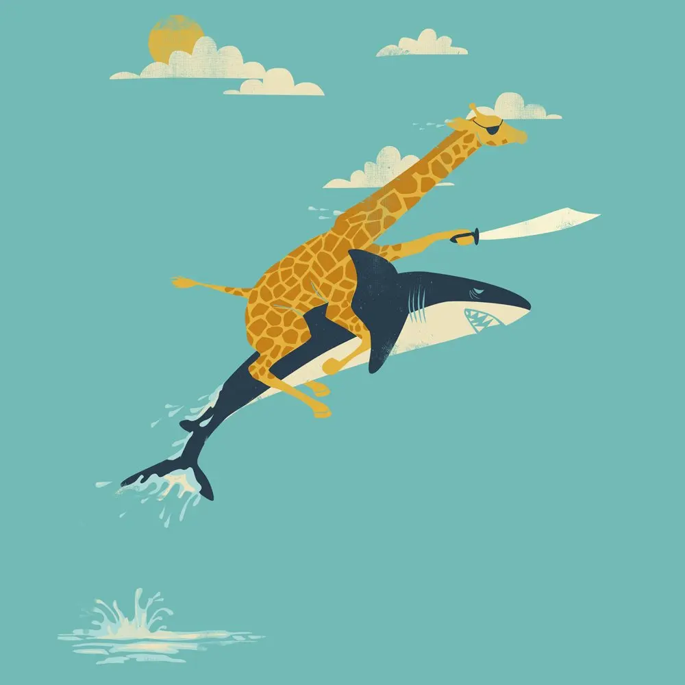 Zabavno Tuš Zavesa Nastavite Žirafa Jahanje Shark Avanturo Temo Super Kopalnica Dekor