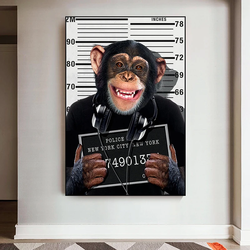 Zabavno Umetnosti Kazenskem Opica Platno Slikarstvo Plakatov in Fotografij Živali Dekorativne Slike Dnevna Soba Dekor Brez Okvirja