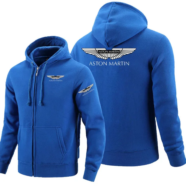 Zadrgo Kapuco Aston Martin, logotip, Natisnjeni pulover s kapuco Runo Dolg Rokav Človeka zadrga Jakno Majica