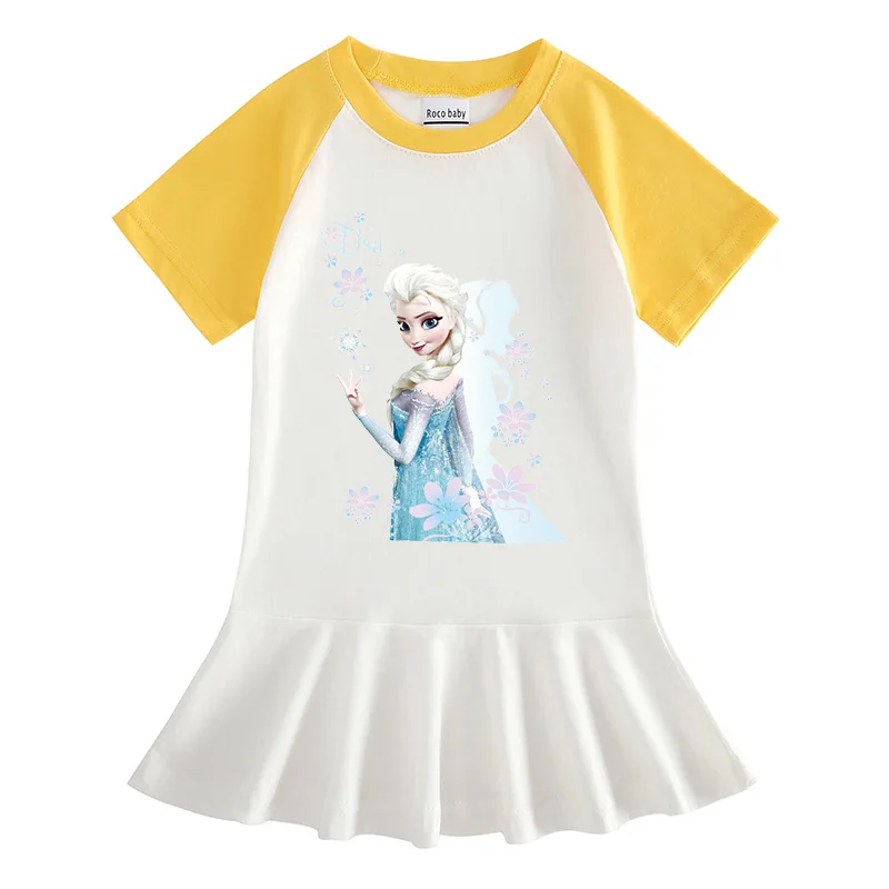 Zamrznjeno Risanka Bombaž Poletje Obleko, Ana Elsa Princesa Vzorec Baby Dekle Bombaž Modni Princesa Obleko Naguban
