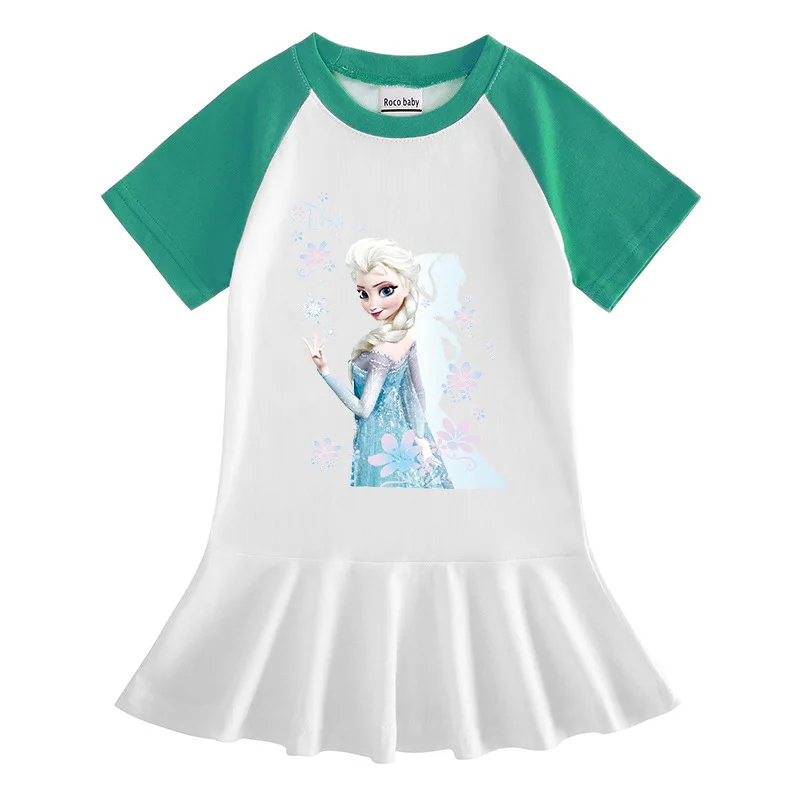 Zamrznjeno Risanka Bombaž Poletje Obleko, Ana Elsa Princesa Vzorec Baby Dekle Bombaž Modni Princesa Obleko Naguban