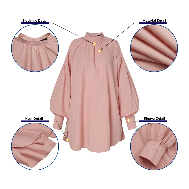 ZANZEA 2021 Priložnostne Puff Rokav Blusas Plus Velikost Moda Naguban Srajce Žensk Nazaj Split Bluzo Ženski Trdna Pomlad Vrhovi Tunika