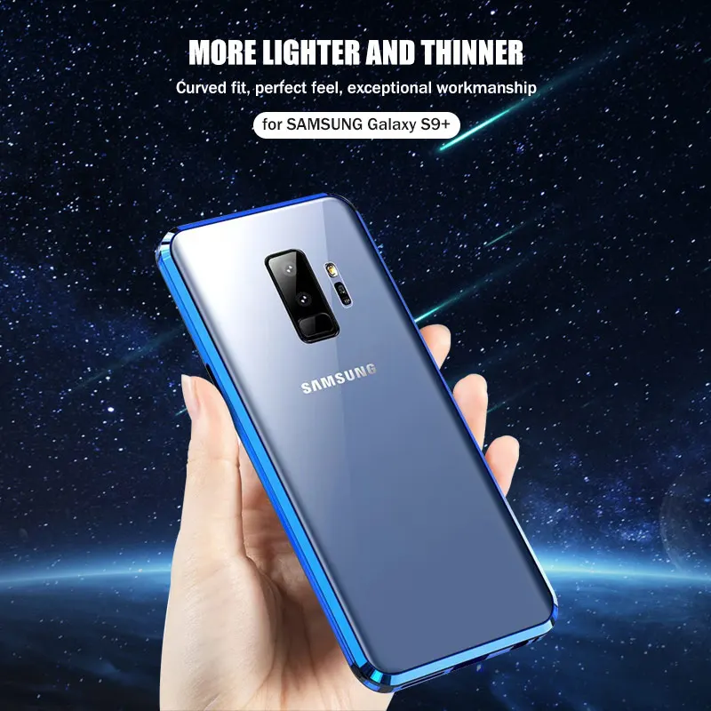 Zasebnost Kovinskih Magnetnih Kaljeno Steklo Primeru Telefon Za Samsung Galaxy S8 S9 S10 Plus Opomba 8 9 Magnet Anti-oglejte si 360Protective Pokrov