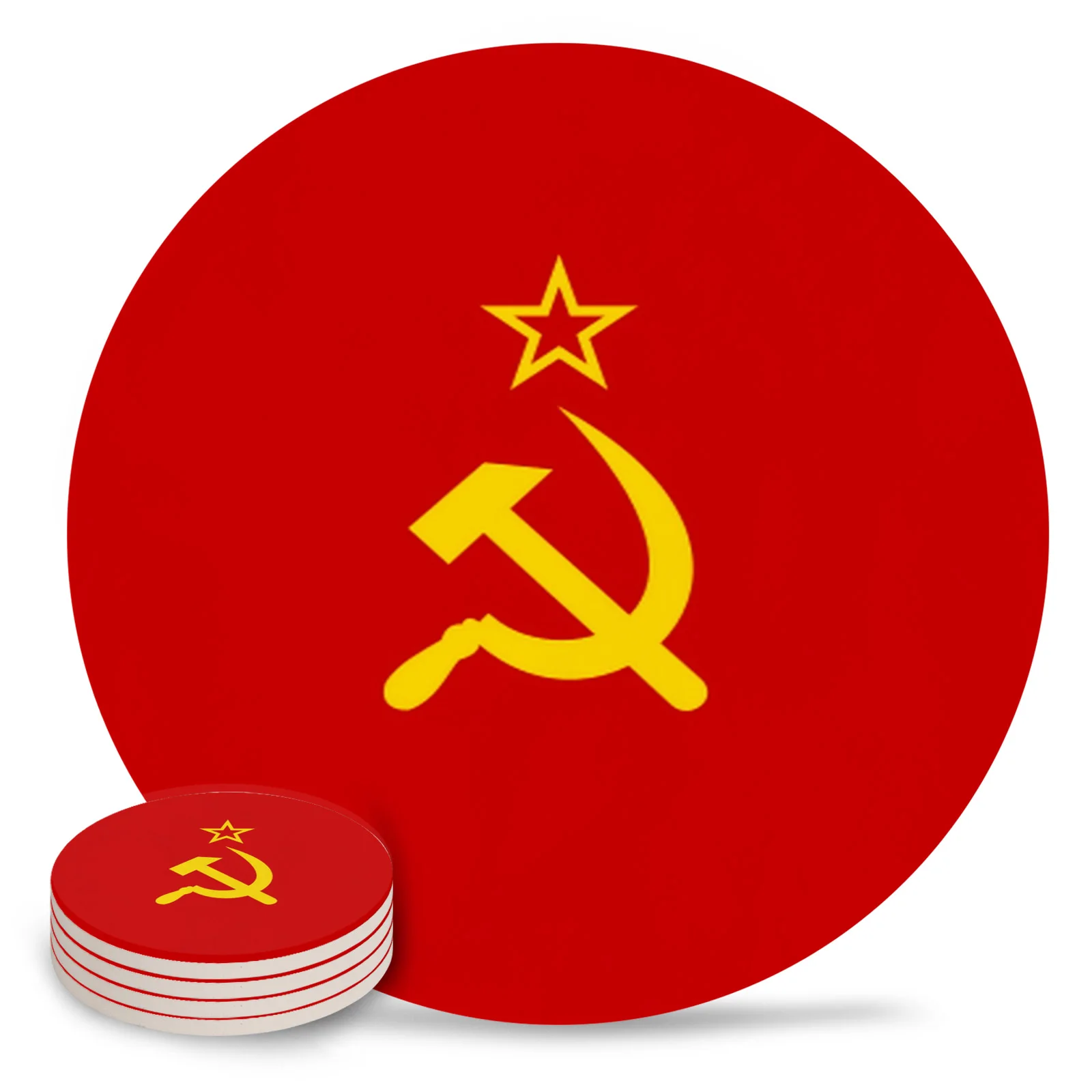 Zastavo ZSSR Keramični Coasters Nepremočljiva Tea Cup Mat Božič Dom Dekor Coasters za Očala