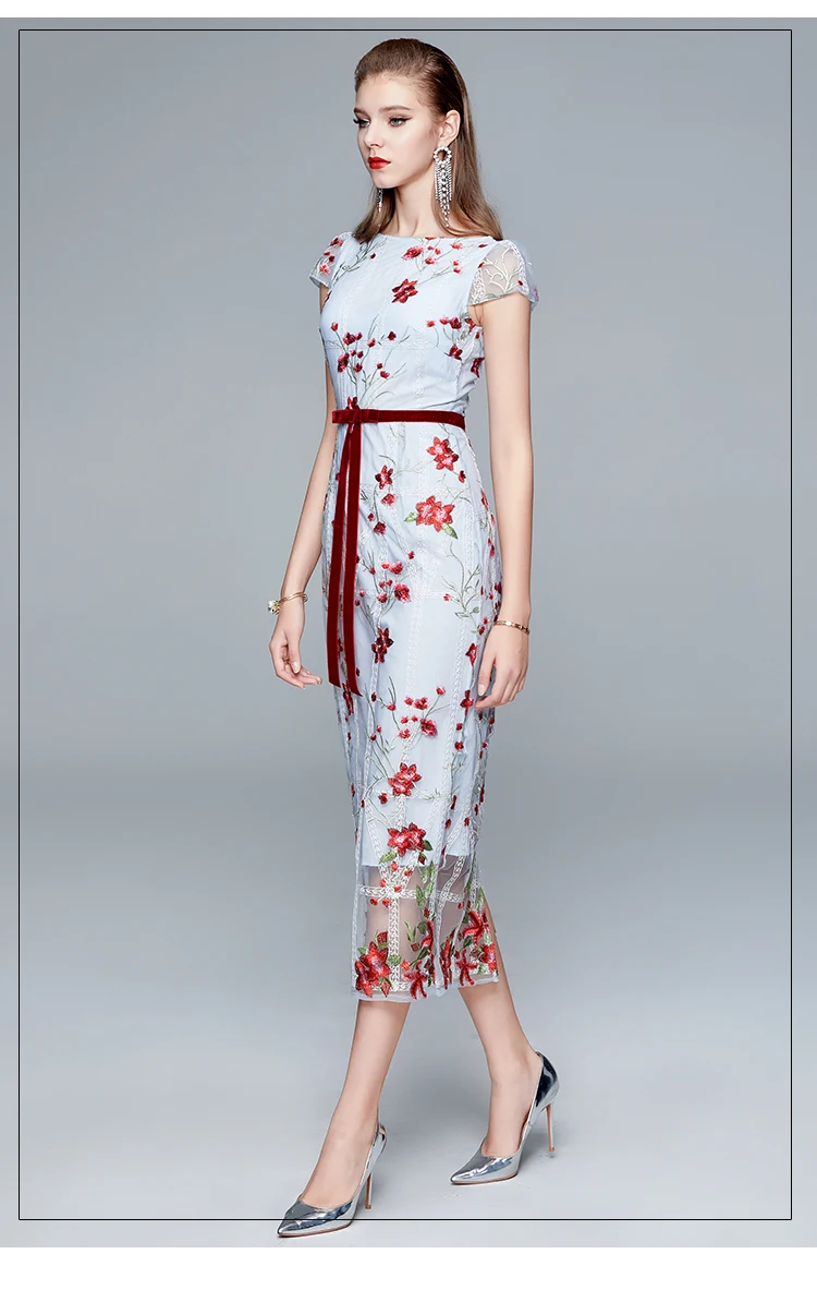 ZAWFL Dame Oblačenja francoski Hepburn Slog Temperament Pasu Hujšanje Očesa Vezenje Vezenje Cvetlični Obleko Žensk Poletje 2020