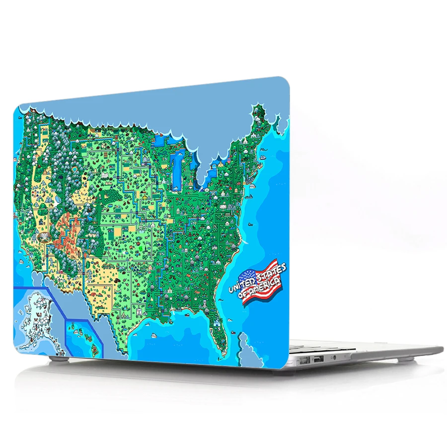 Zda Pixel Zemljevid Vzorec Laptop Primeru Za Apple MacBook Pro Retina Zraka 12 13,3 palca,za Nove Pro 15.4-palčni Kritje lupini