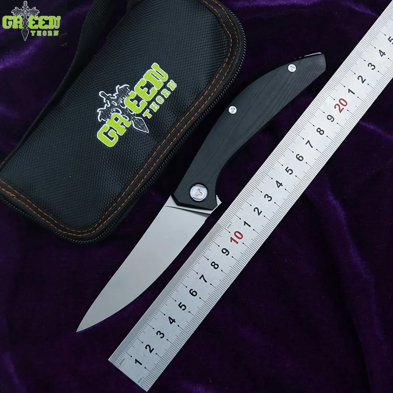 ZELENA TRN Flipper nož D2 rezilo G10 jeklo ročaj prostem kampiranje, lov žep kuhinja sadje praktičen zložljiv nož EOS