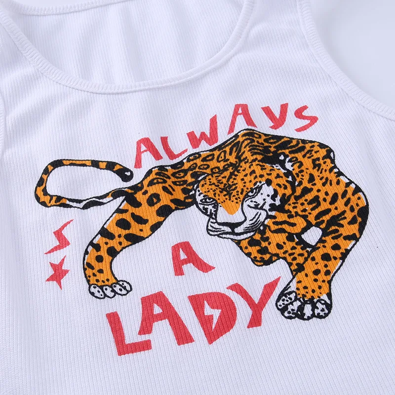 Zell&Dincht Leopard Natisnjeni Crop tops Womens T-majice Poletje Odrezana Ulične Mode White Tee Srajce mujer Osnovne Priložnostne vrhovi