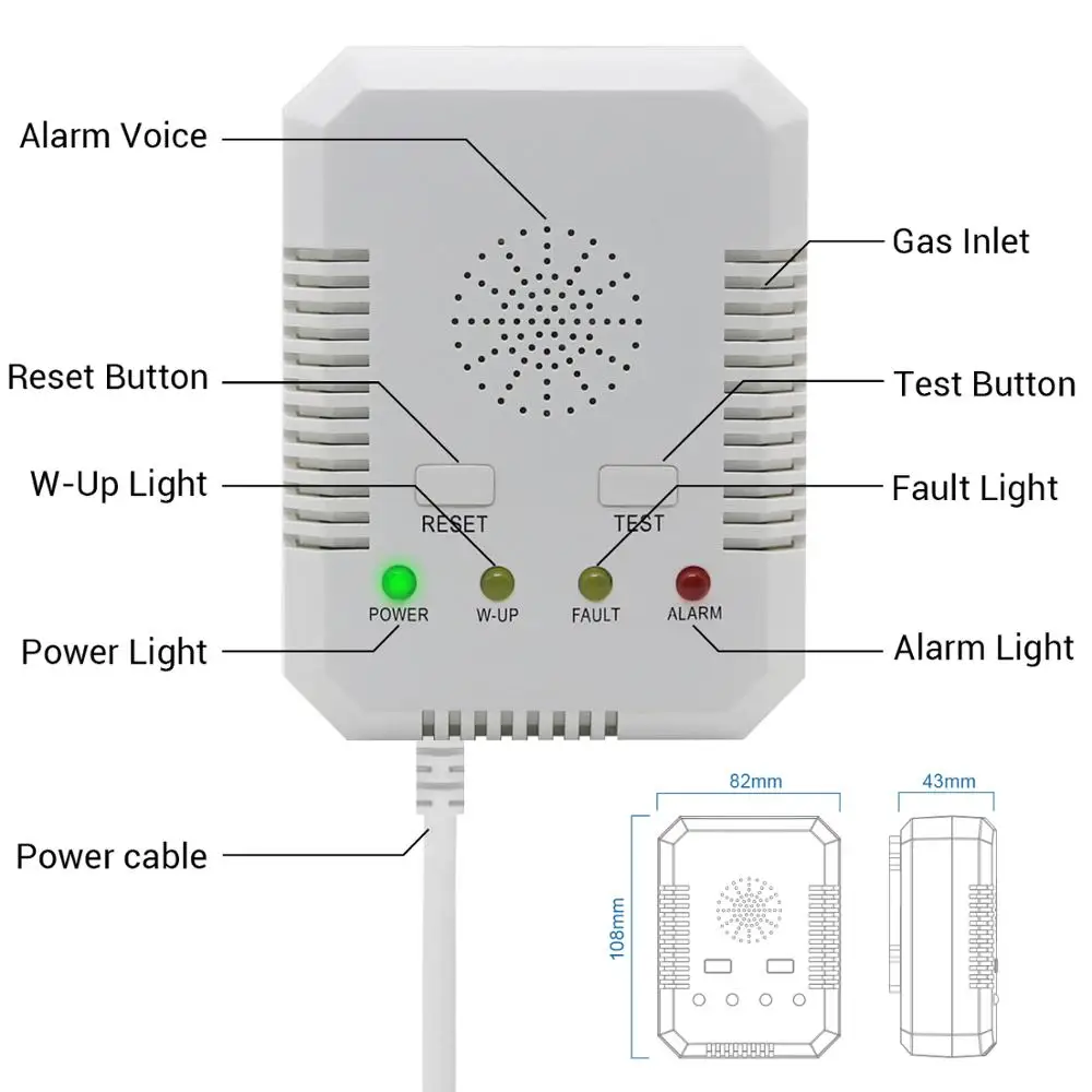 Zemeljski Plin CO Plina Detektor Ogljikovega Monoksida Gorljivih Plinov Detektor Alarm Določi Tester za Dom z Ventilom