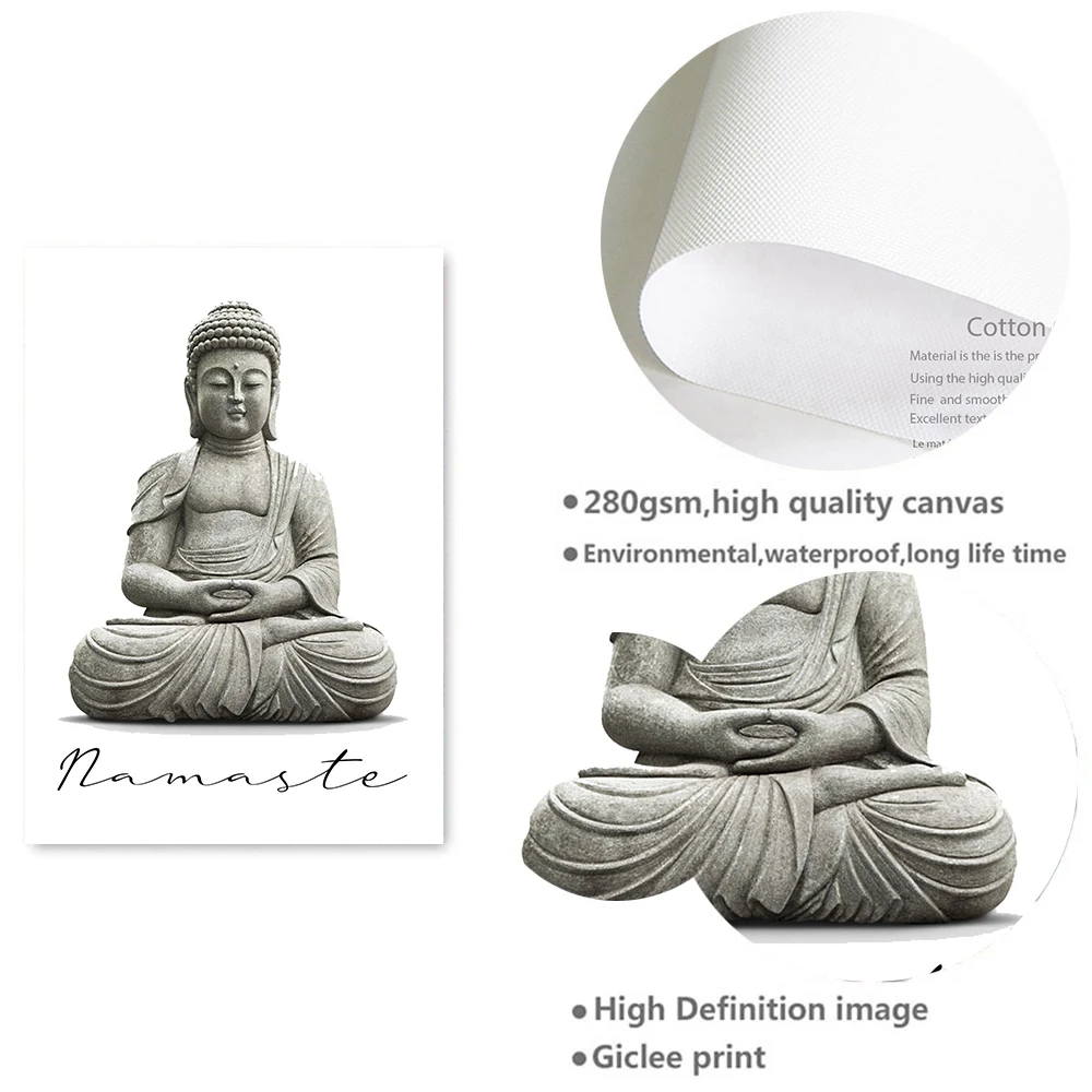 Zen Budizma Glavo Kip Plakat Motivacijske Quostes Platno, Tisk Minimalističen Wall Art Slike Slikarstvo Budizem Sodobne Dom Dekor