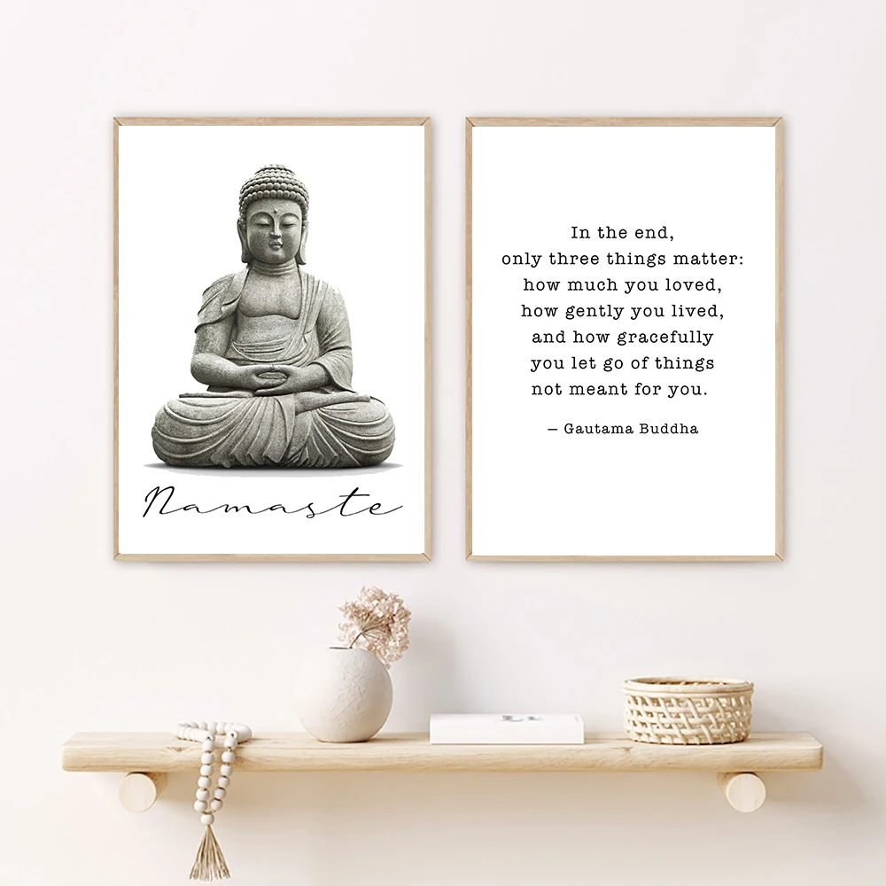 Zen Budizma Glavo Kip Plakat Motivacijske Quostes Platno, Tisk Minimalističen Wall Art Slike Slikarstvo Budizem Sodobne Dom Dekor