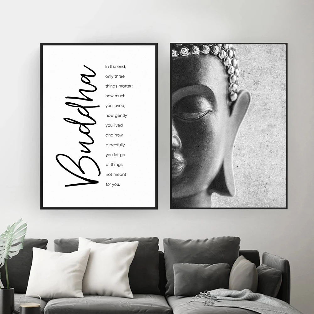 Zen Budizma Glavo Kip Platno Slikarstvo Motivacijske Quostes Plakatov in Fotografij Wall Art Slik, Dnevna Soba Dekoracijo Doma